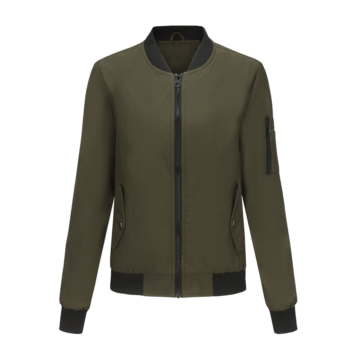 Women's fashionable bomber jacket with practical zip pockets and sporty collar Ivyshape