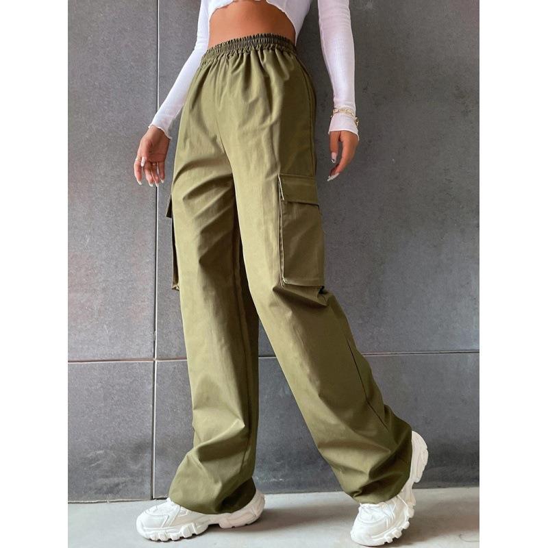Women's cargo pants with side pockets and elastic waistband Ivyshape