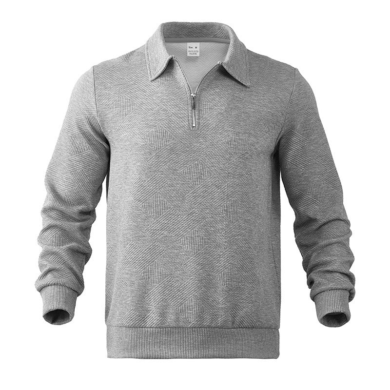 Men's sporty pullover with zipper and textured design Ivyshape