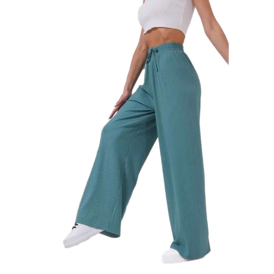 Women's wide pleated trousers with elastic waistband Ivyshape