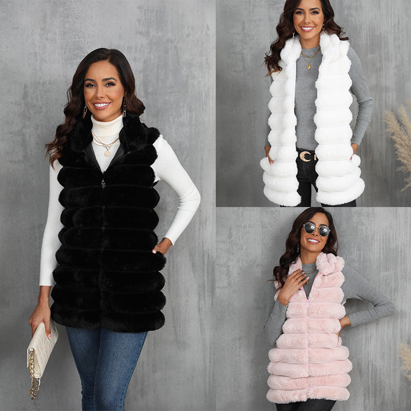 Ladies Cozy Vest in Plush Style with Longer Cut Ivyshape