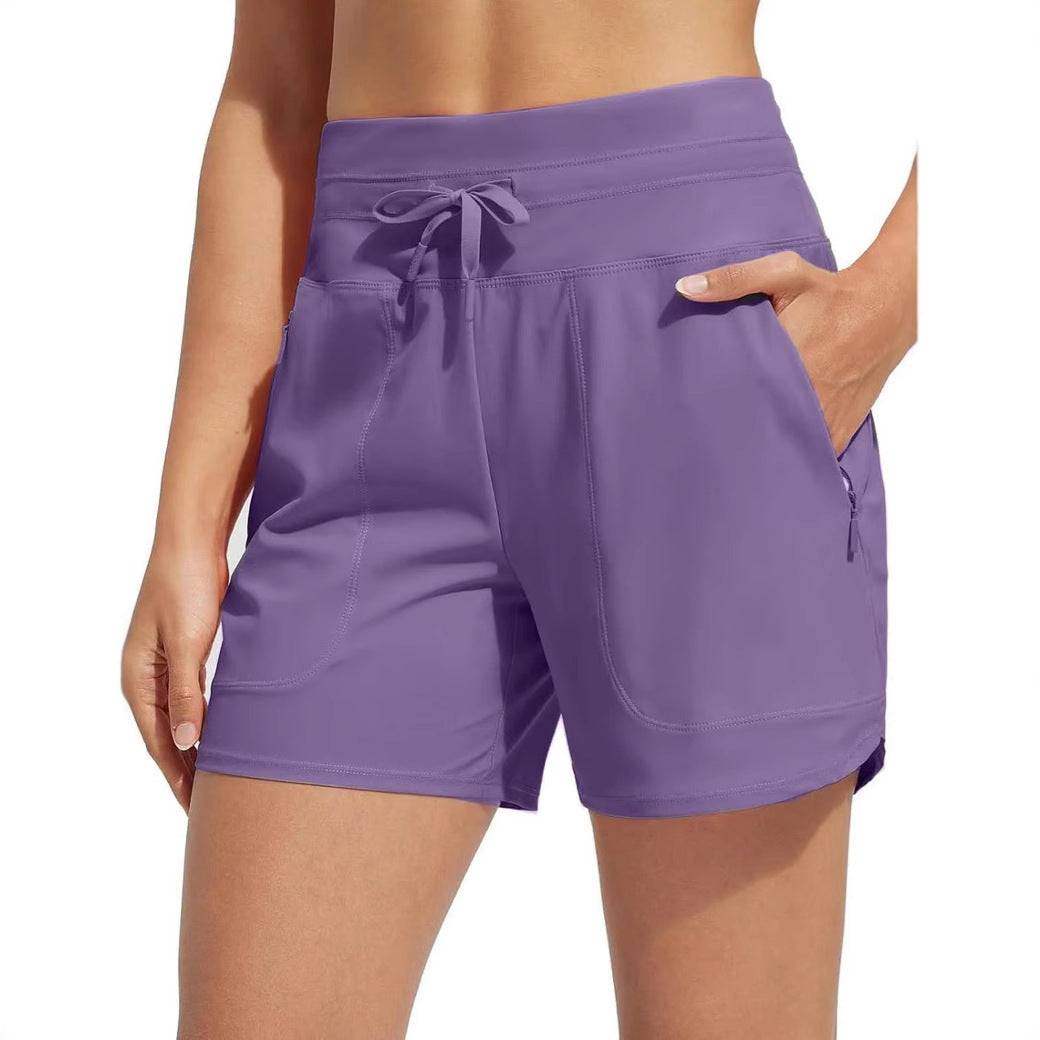 Women's performance active shorts with integrated boxer short lining Ivyshape