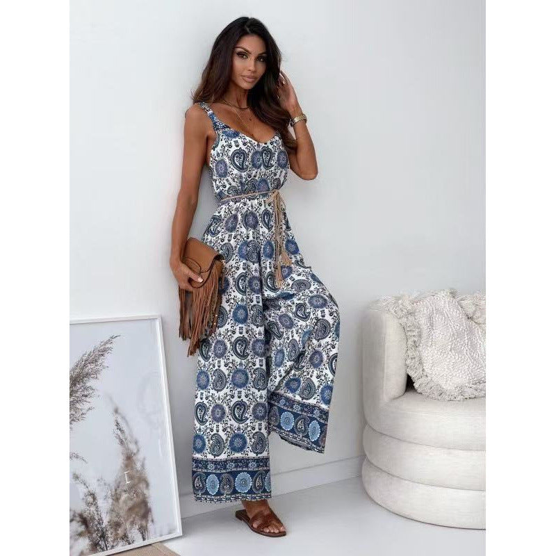 Women Bohemian Wide-leg Bodysuit Ivyshape