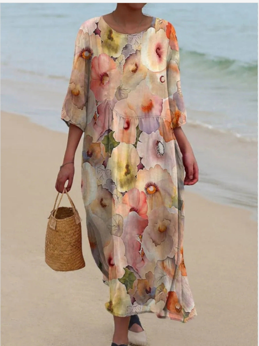 Ladies maxidress with floral design and casual cut Ivyshape