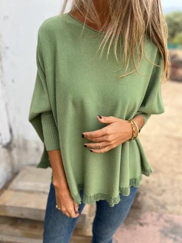 IvyShape | Wood Ear Lace Loose Knit Shirt