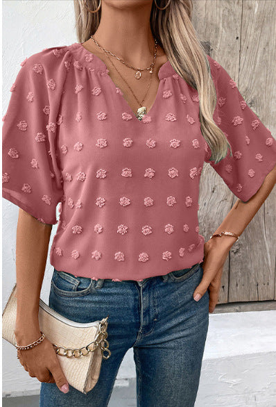 Women elegant top with textured floral pattern Ivyshape