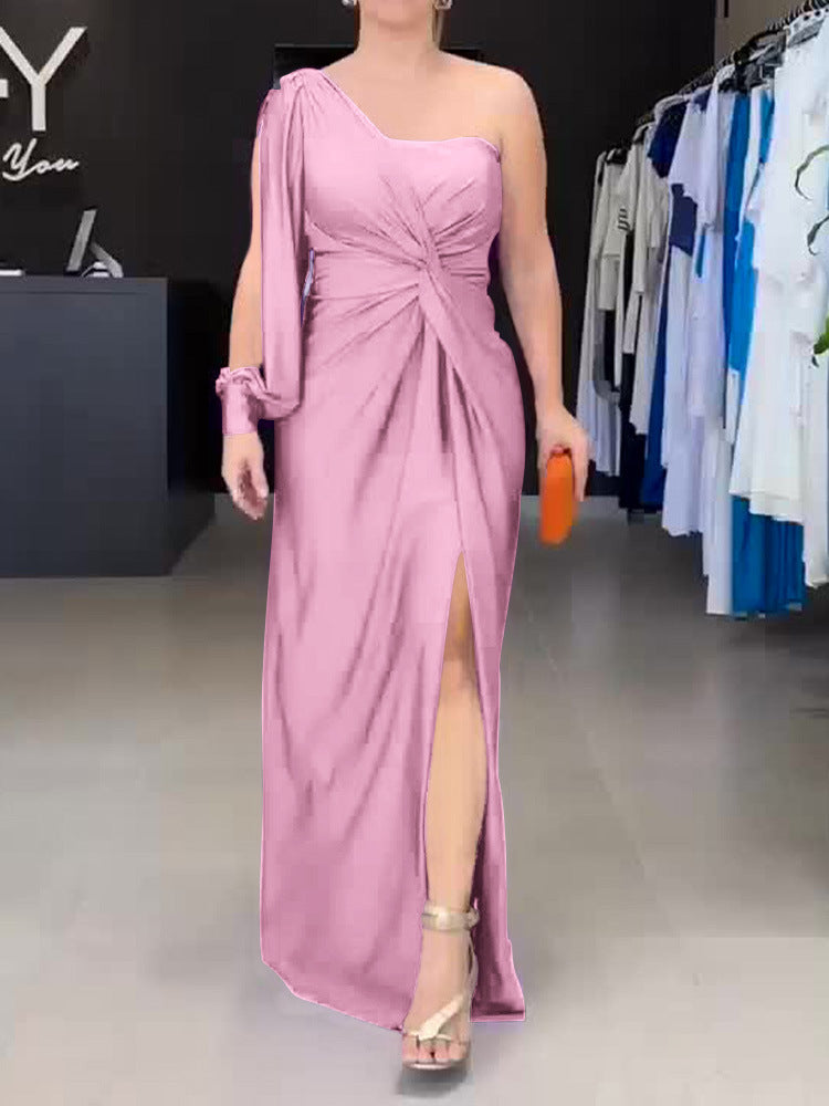 Women's Maxi Dress with Asymmetric Design and Side Slit Ivyshape