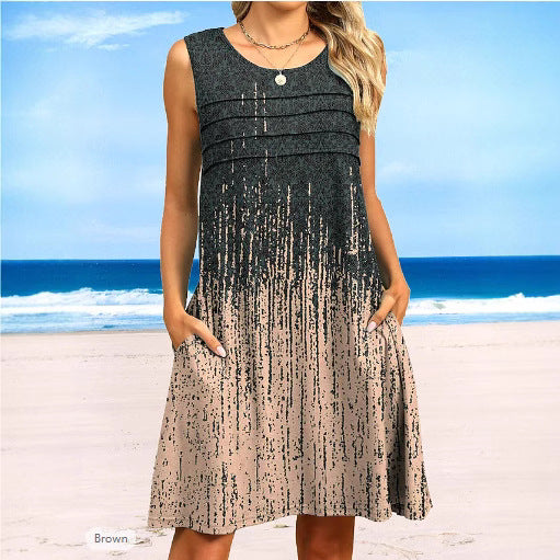 Women's cocktail dress with modern palm pattern Ivyshape