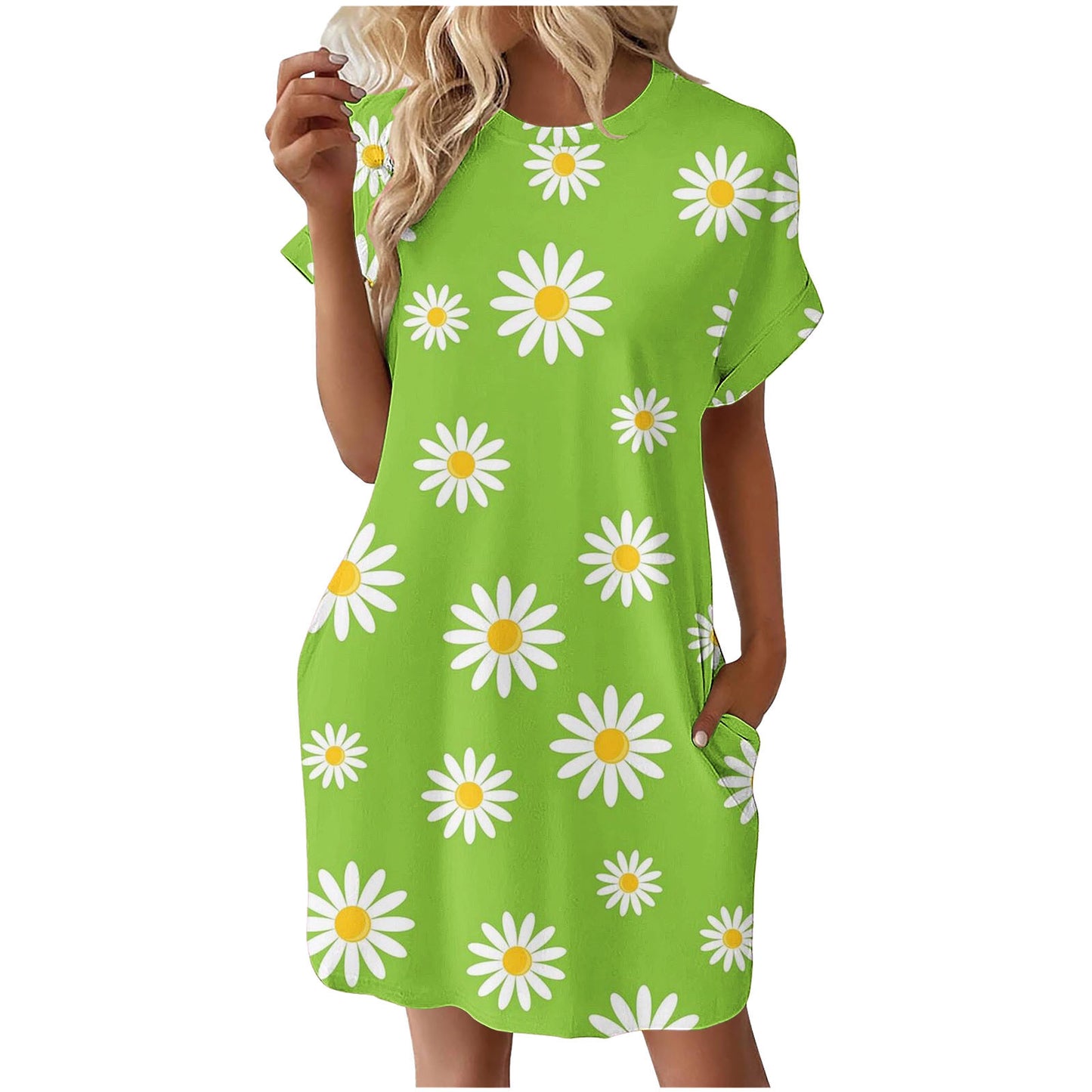 Women's Short Sleeve Casual Shift Dress with Pockets Ivyshape