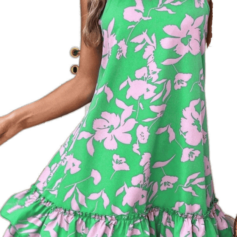 Ladies Floral Ruffle Layer Midi Dress Ivyshape