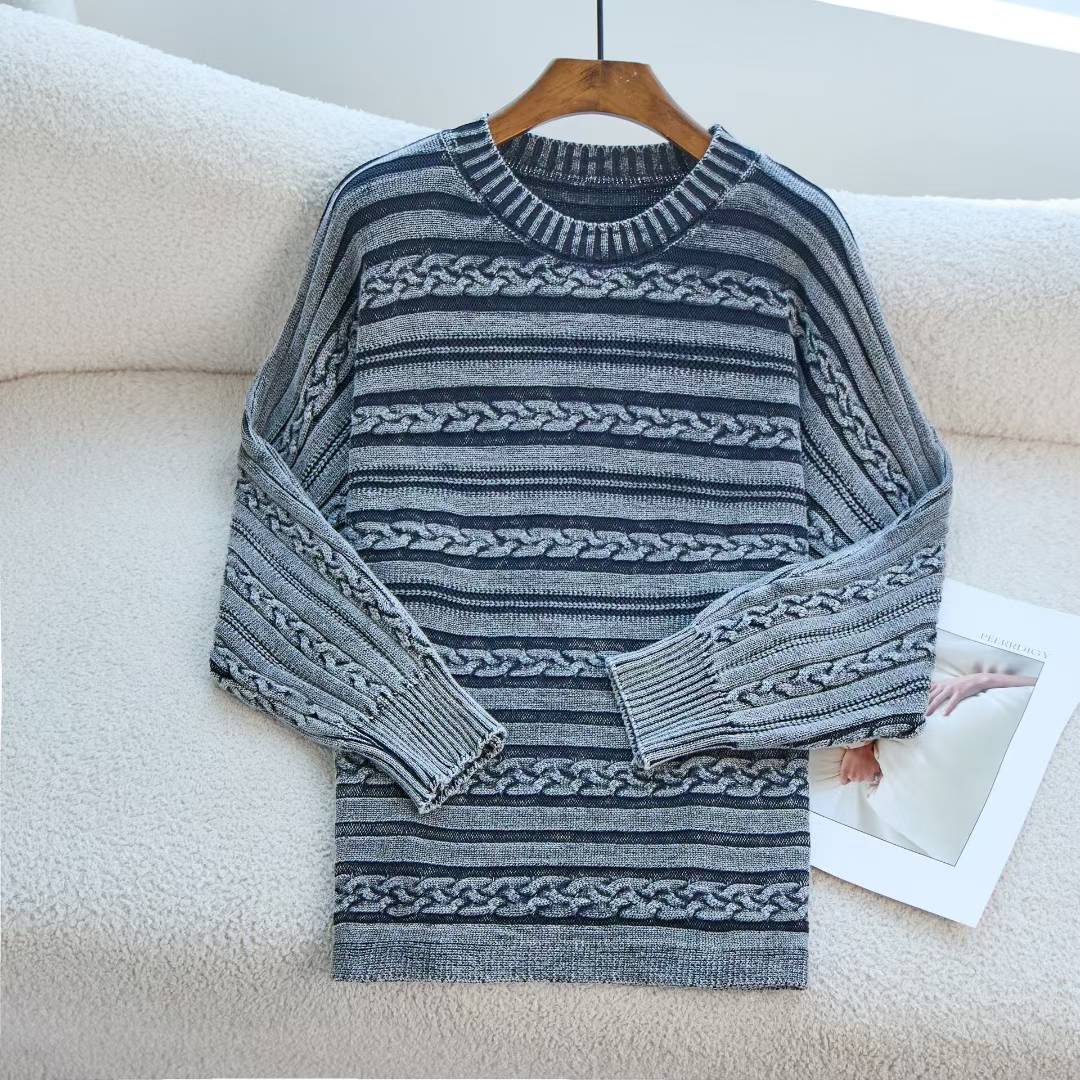 Women Fashionable Knit Sweater with Textured Pattern and Loose Fit Ivyshape