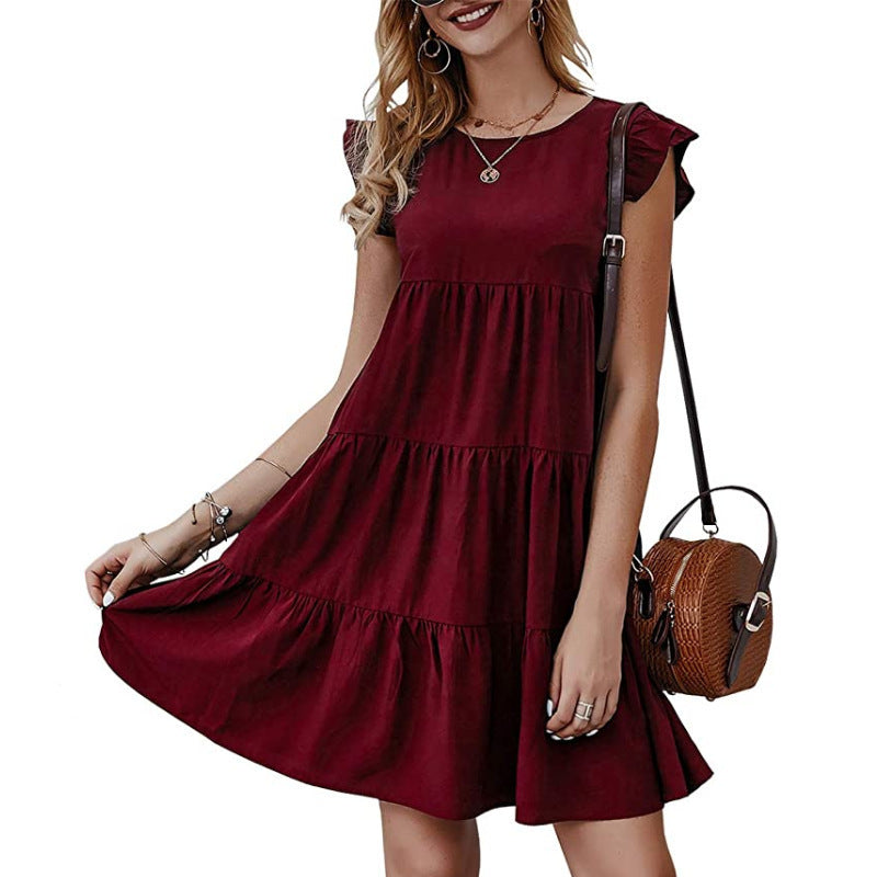 Ladies casual leisure dress in airy style with ruffle details Ivyshape