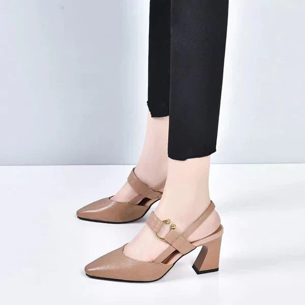 Ivyshape | Women's Block Heels Gold Belt