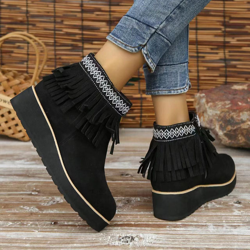 Ivyshape | Women's Tassel Ankle Boots Winter