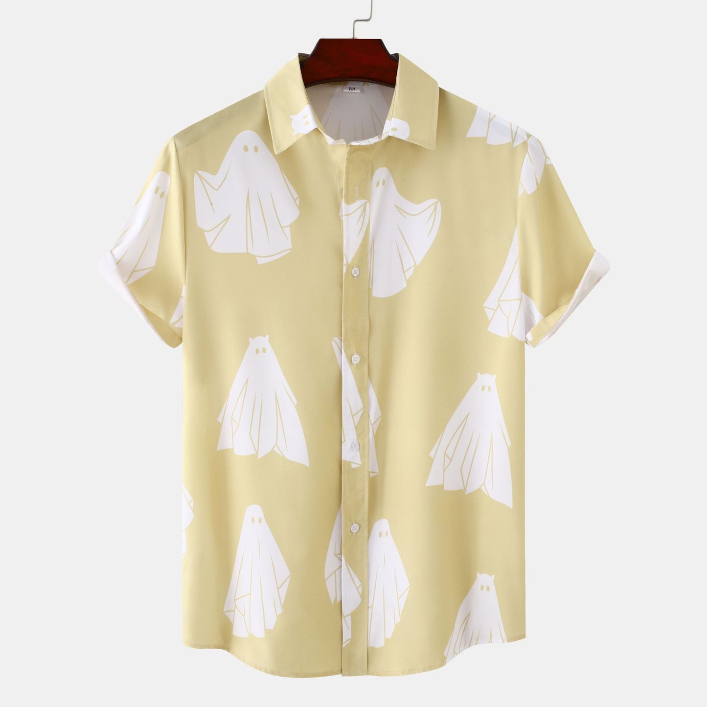 Men's Short Sleeve Shirt with Unique Ghost Print Ivyshape