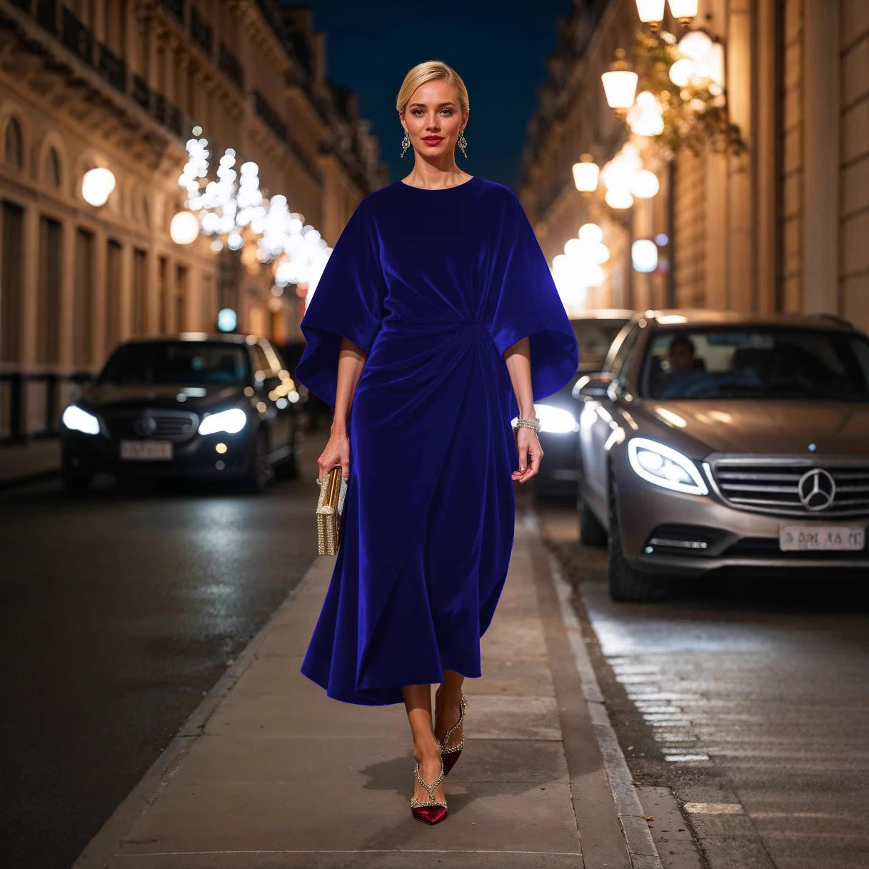 Women Elegant Velvet Evening Dress Ivyshape