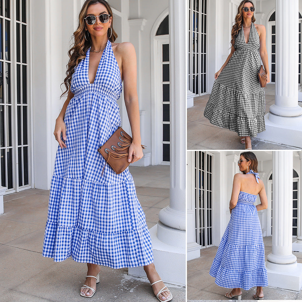 Ladies Max dress with V-neckline and ruffles Ivyshape