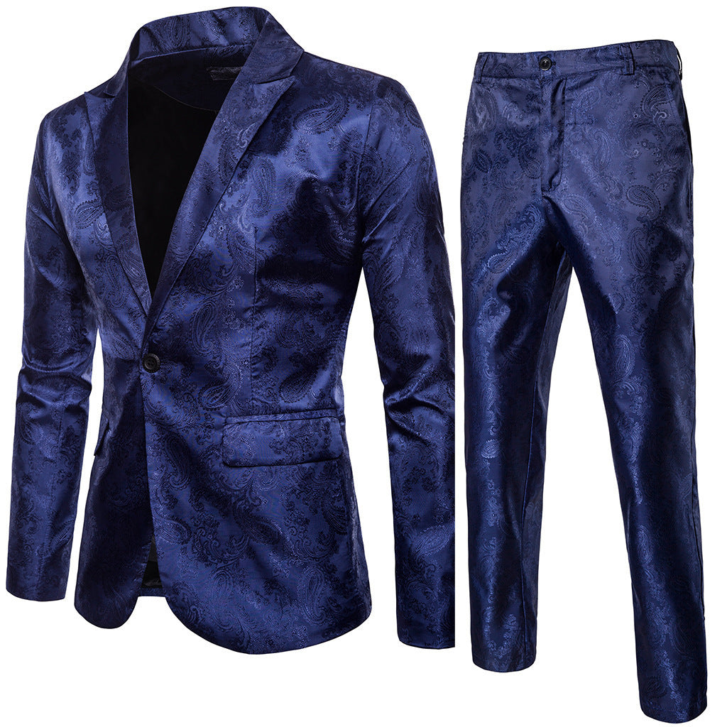 Men's elegant suit set with fine paisley pattern Ivyshape
