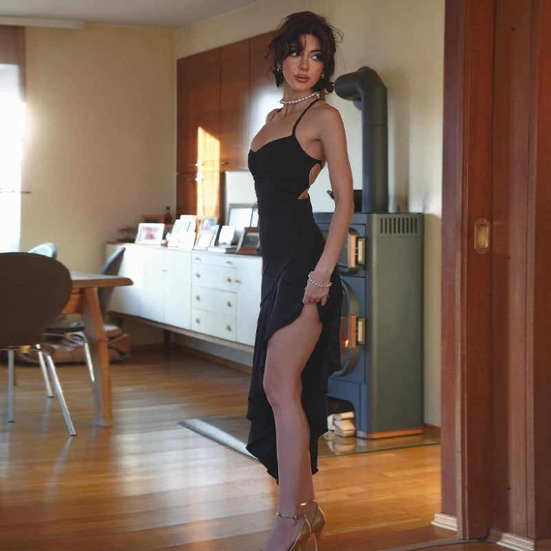 Women Elegant Wrap Dress with Asymmetrical Hem and Gatherings Ivyshape