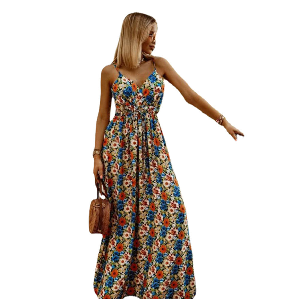 Women Tropical Print Maxi Dress Ivyshape