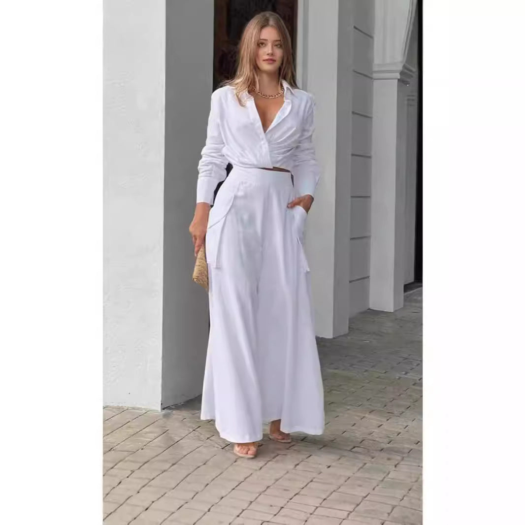 Women's elegant top with wide cut and matching palazzo pants Ivyshape