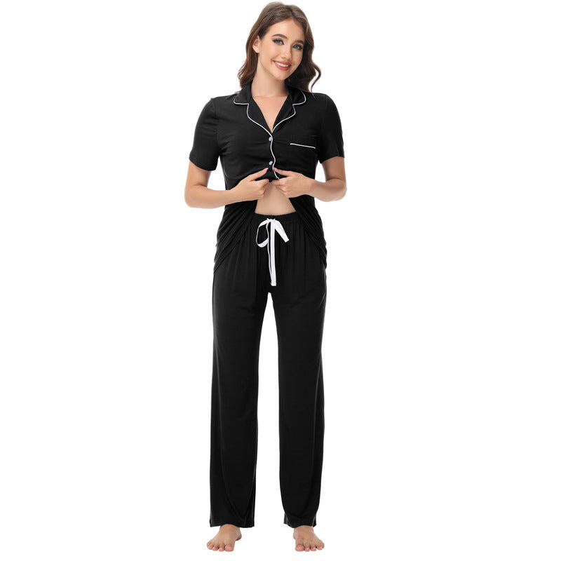 Ladies' pajama set with elegant button placket Ivyshape