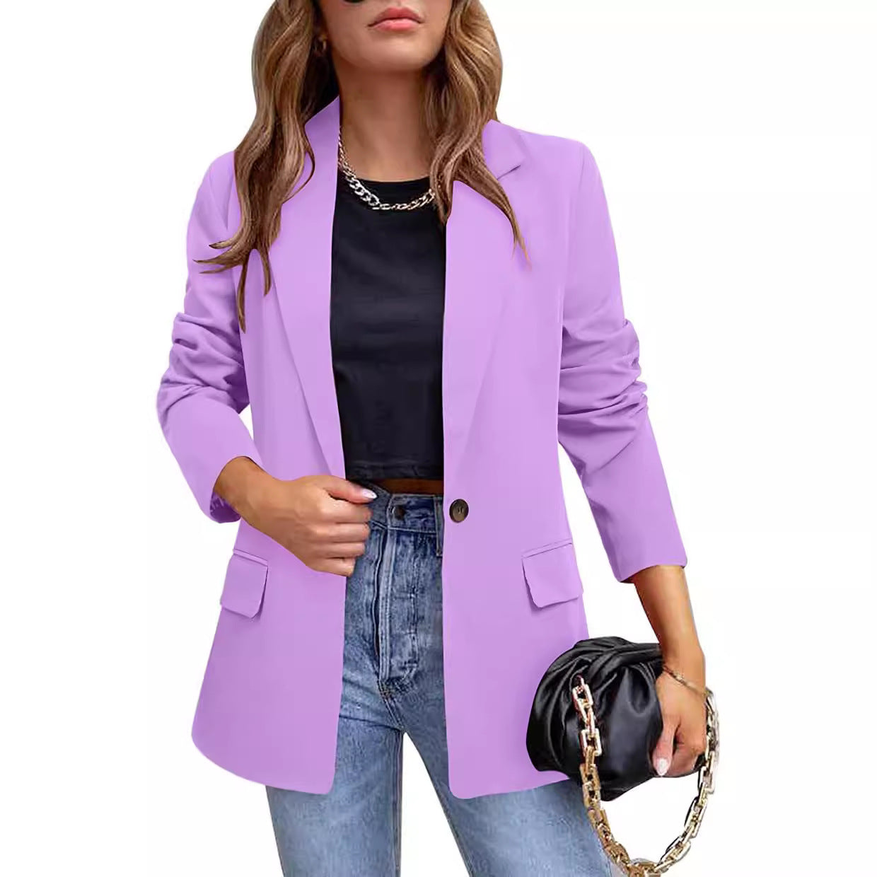 Women's trendy blazer with tailored cut and large pockets Ivyshape