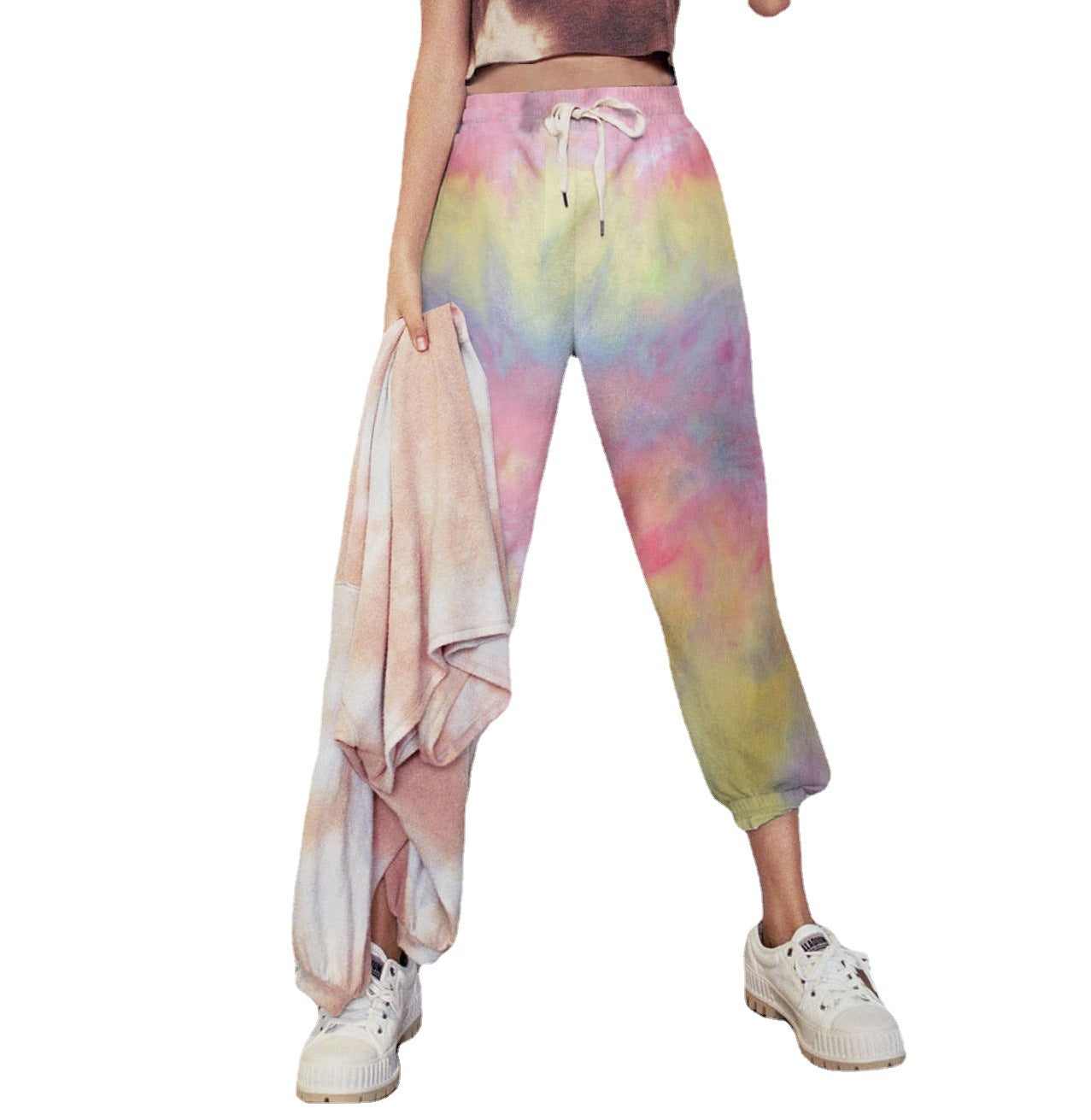 Women's leisure pants with a casual fit and modern tie-dye patterns Ivyshape
