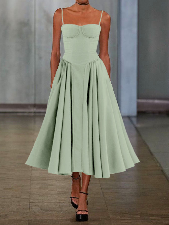 Women Elegant A-Line Midi Dress Ivyshape