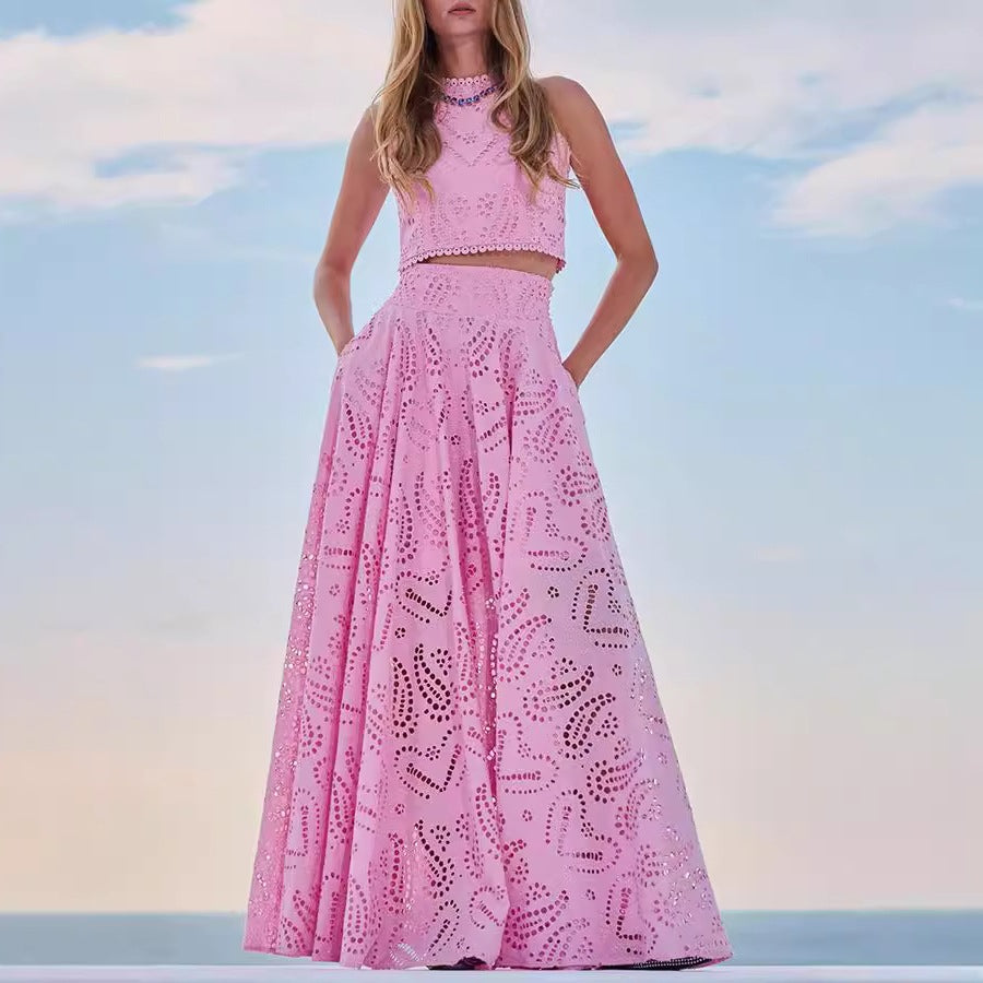 Women Elegant Two-Piece Set with Airy Lace Structure Ivyshape