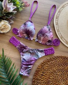 Women's triangle bikini with floral details and back crochet design Ivyshape