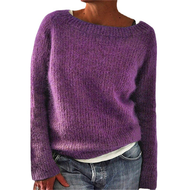 IvyShape | Basic Round Neck Fashion Versatile Knitted Sweater