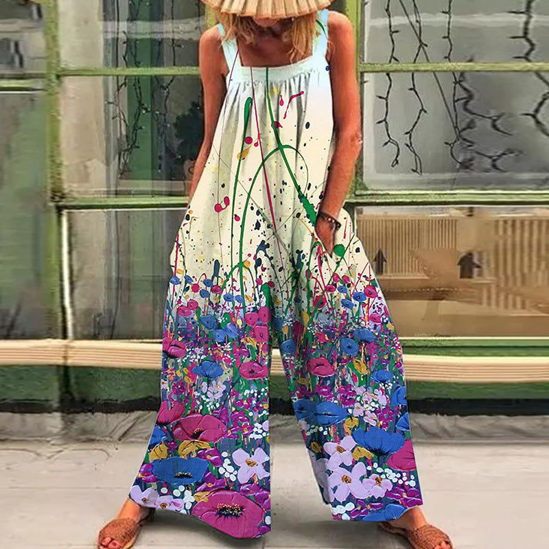 Women's casual jumpsuit with floral pattern and loose fit Ivyshape