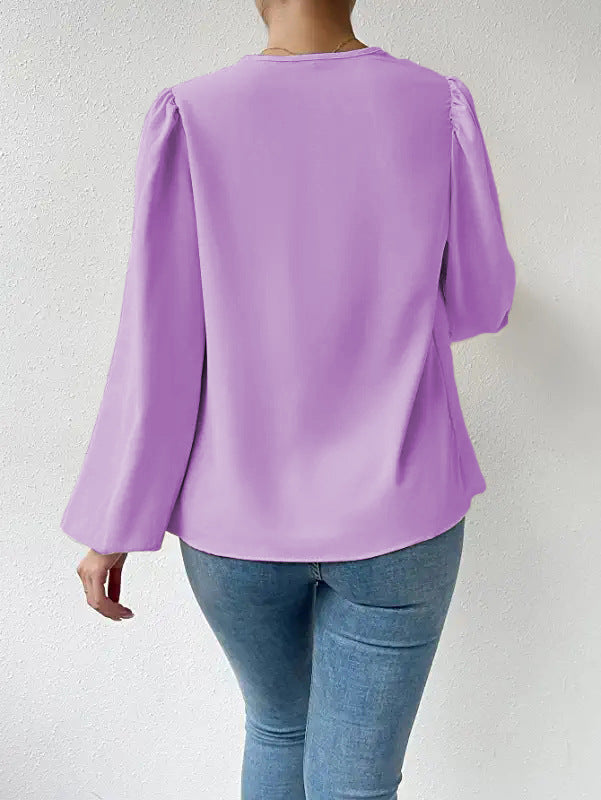 Ivyshape | Draped V-Neck Chiffon Top