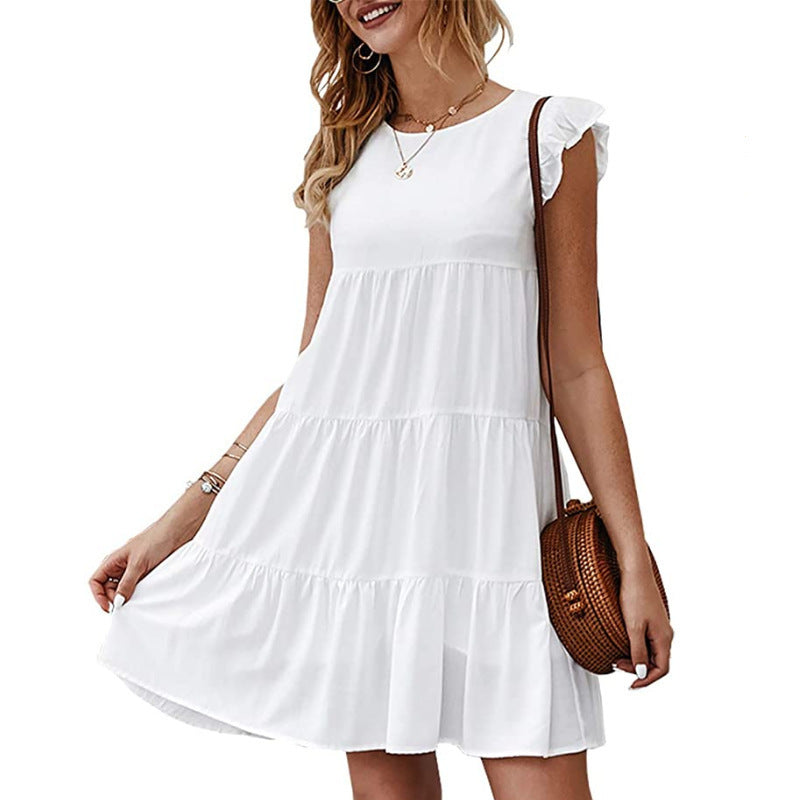 Ladies casual leisure dress in airy style with ruffle details Ivyshape
