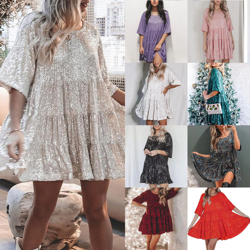 Ladies Glittering Party Dress Ivyshape