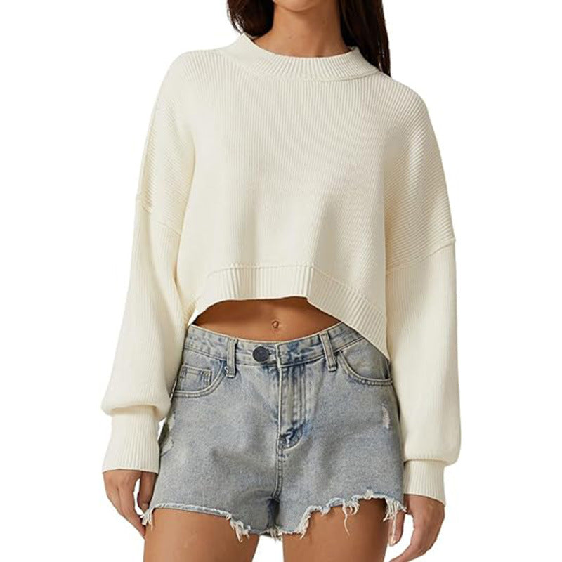 Ivyshape | V-Neck Dropped Shoulder Sweater