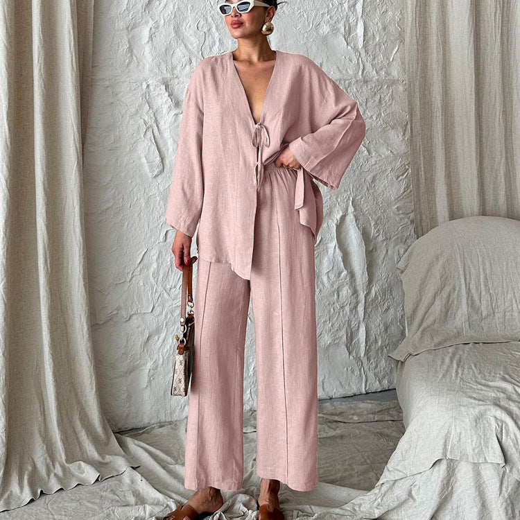 Ivyshape | Relaxed Cotton Two-Piece Loungewear Set