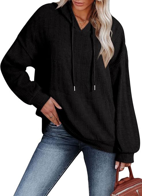 Women's Oversized Hooded Sweatshirt with Textured Design Ivyshape