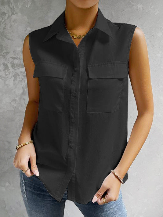 Ladies sleeveless blouse shirt Ivyshape