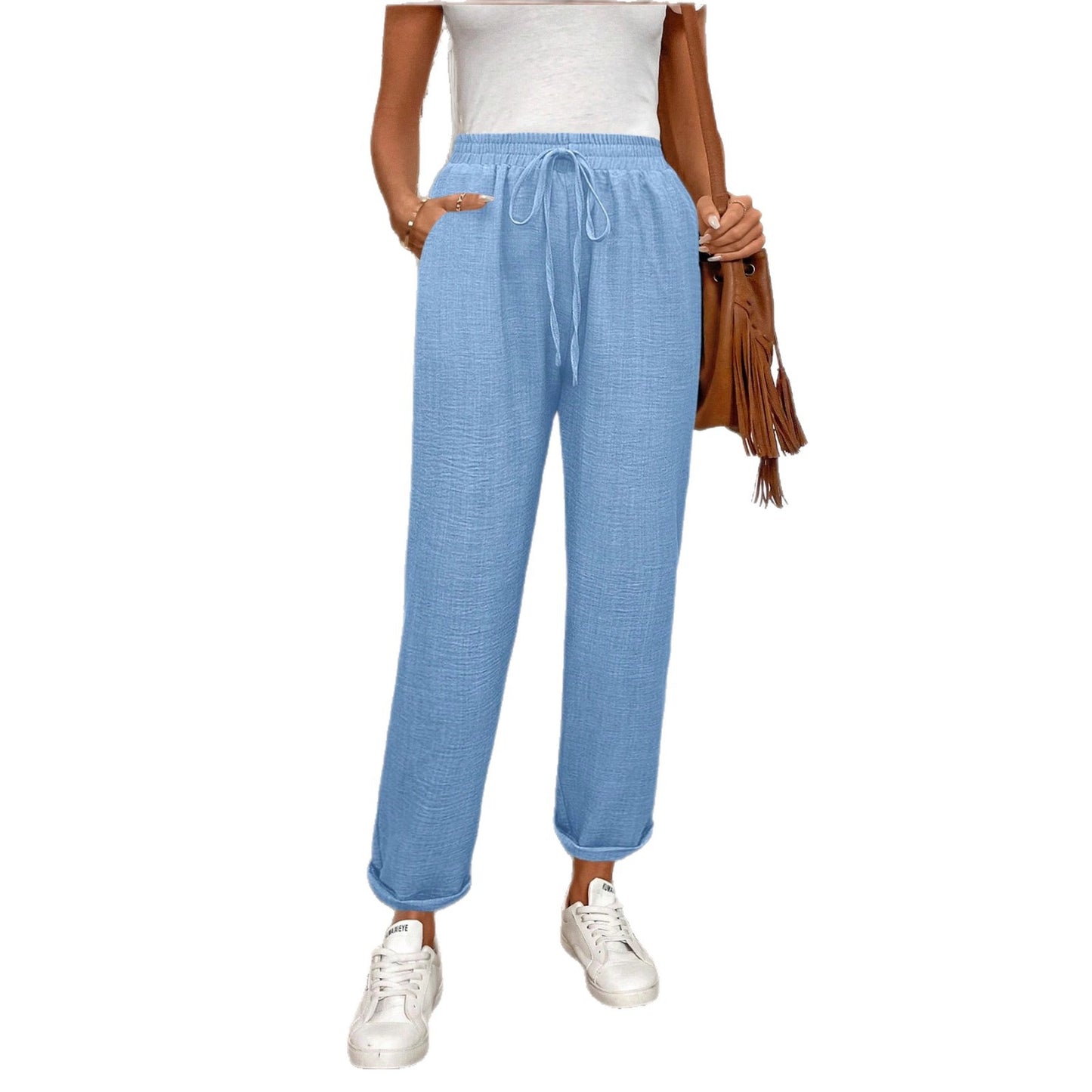 Women's lounge pants with elastic waistband and fashionable details Ivyshape