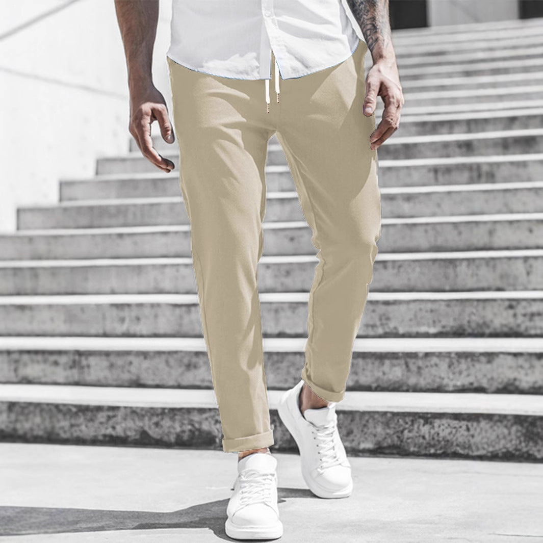 Men's sporty chino pants with flexible waistband and modern details Ivyshape