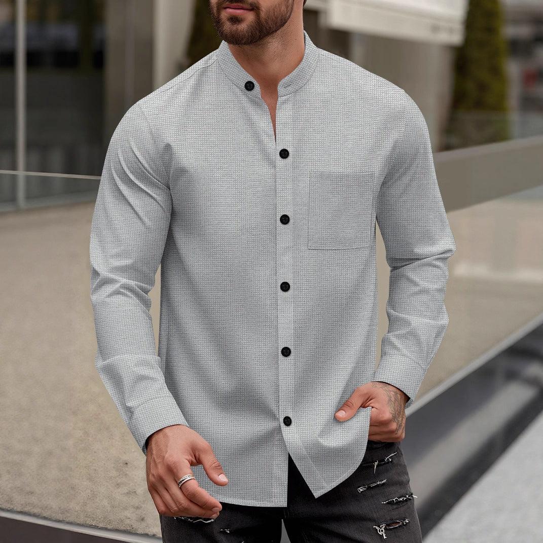 Men's Elegant Shirt with Stand Collar Ivyshape