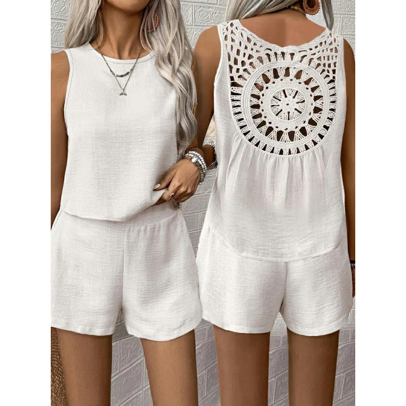 Women Backless Playsuit with Crochet Detail Ivyshape