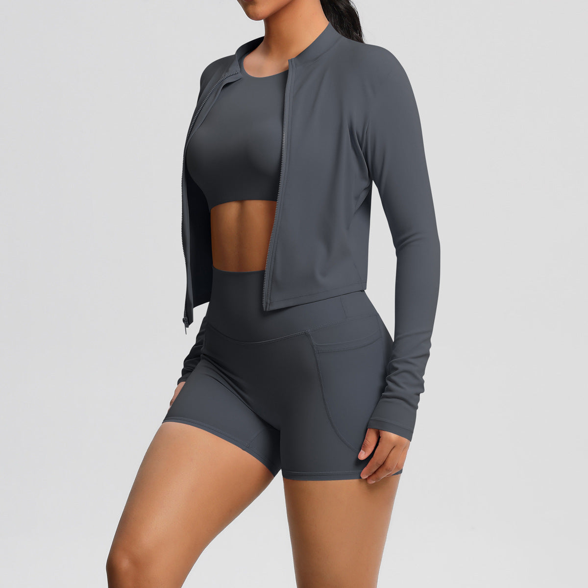 Women's Sports Set with Fitted Top and High-Waisted Shorts Ivyshape
