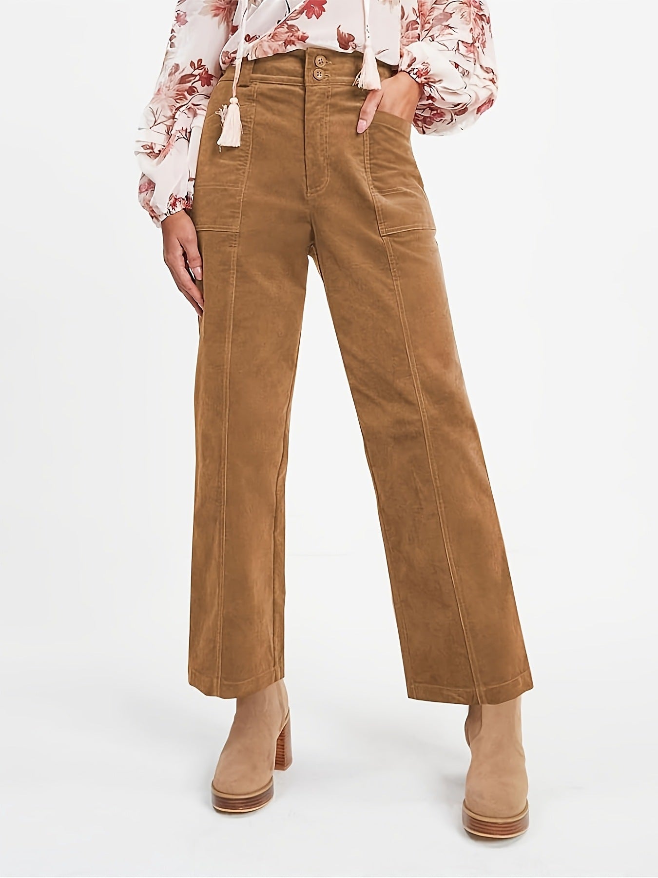 Ladies High-Waisted Pleated Trousers Ivyshape