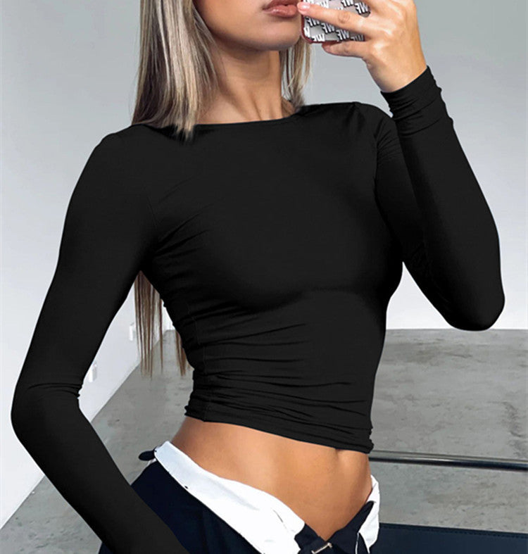 Women's Long Sleeve Shirt with Fitted Cut and Gatherings Ivyshape