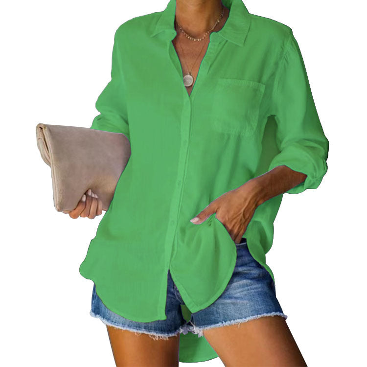 Women casual blouse made of lightweight fabric Ivyshape