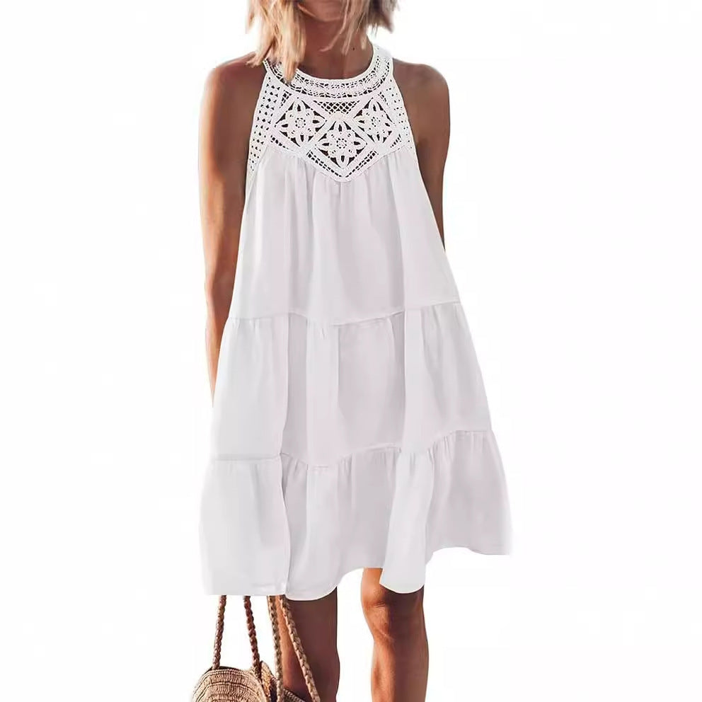 Women's airy and playful summer dress with crochet top Ivyshape
