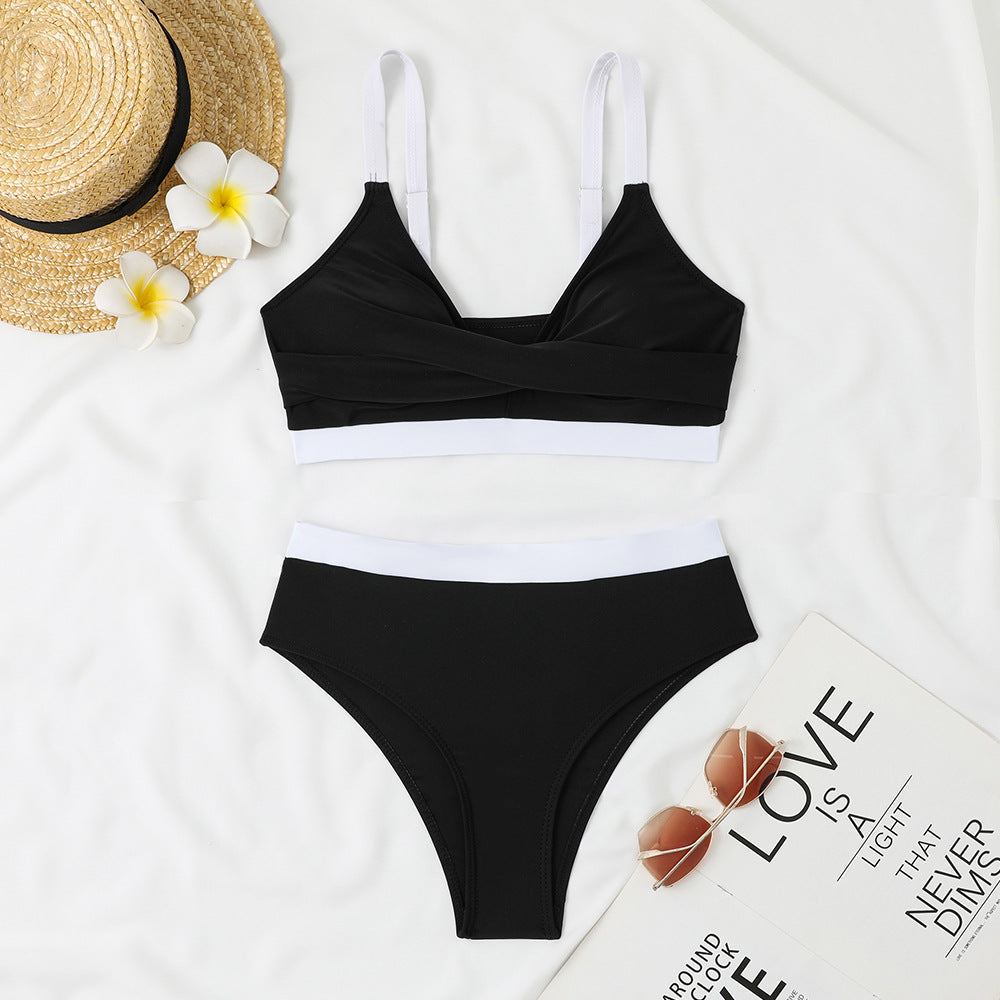 Women's Sporty Bikini Set with Casual Top and High-Waisted Bottoms Ivyshape